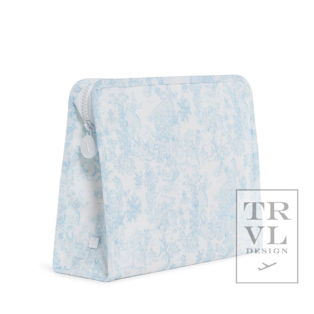 Roadie Large Zip Pouch - Bunny Toile Blue