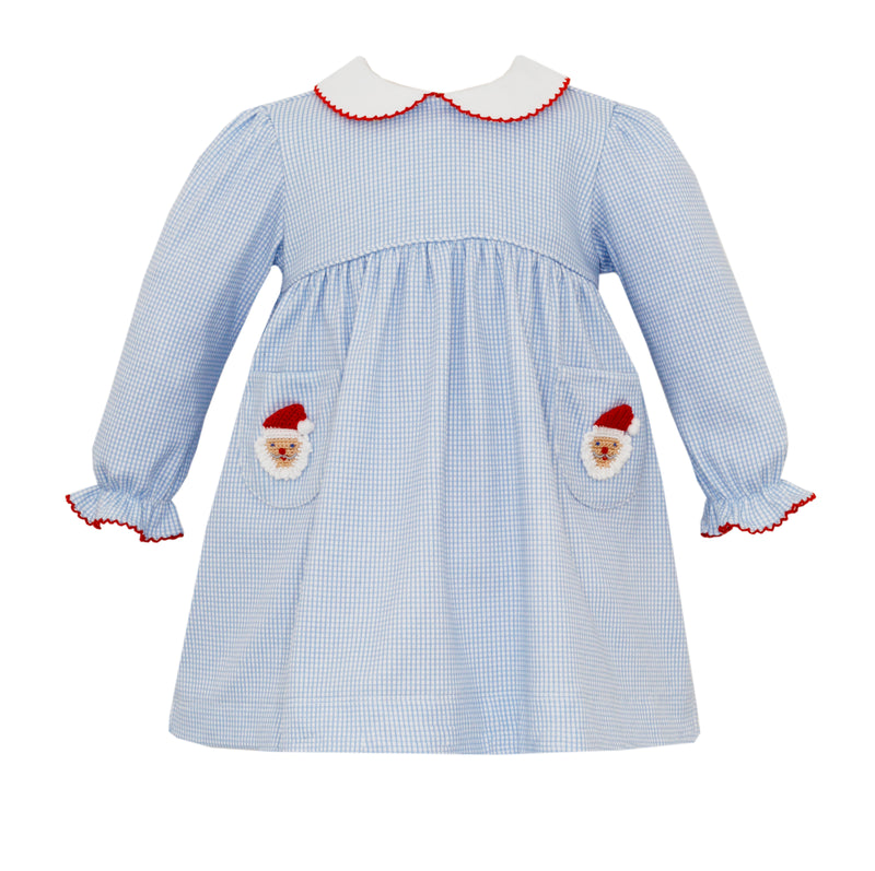 481D Crochet Santa LS Dress - Born Childrens Boutique