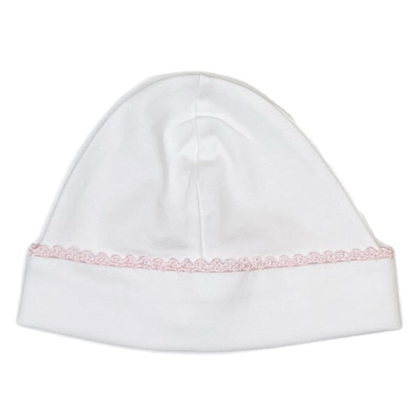 Round hat w/ Pink Crochet Trim - Born Childrens Boutique