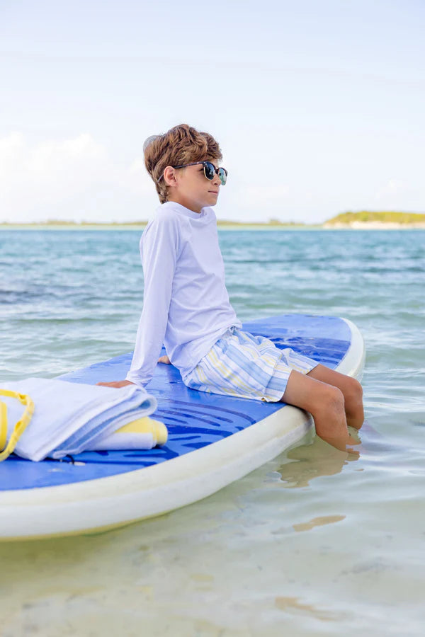Tortola Swim Trunks - Sobro Stripe with Worth Avenue White - Born Childrens Boutique
