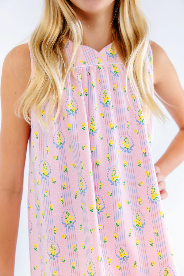 Sleeveless Dowell Day Dress - Central Park Posies & Worth Avenue White - Born Childrens Boutique