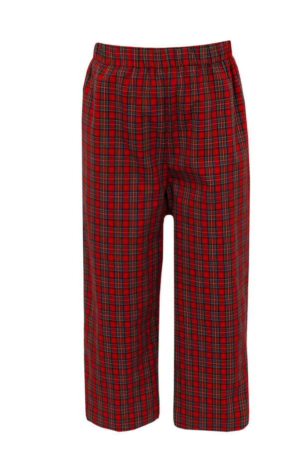 5029PB Red Plaid Woven Pants - Born Childrens Boutique