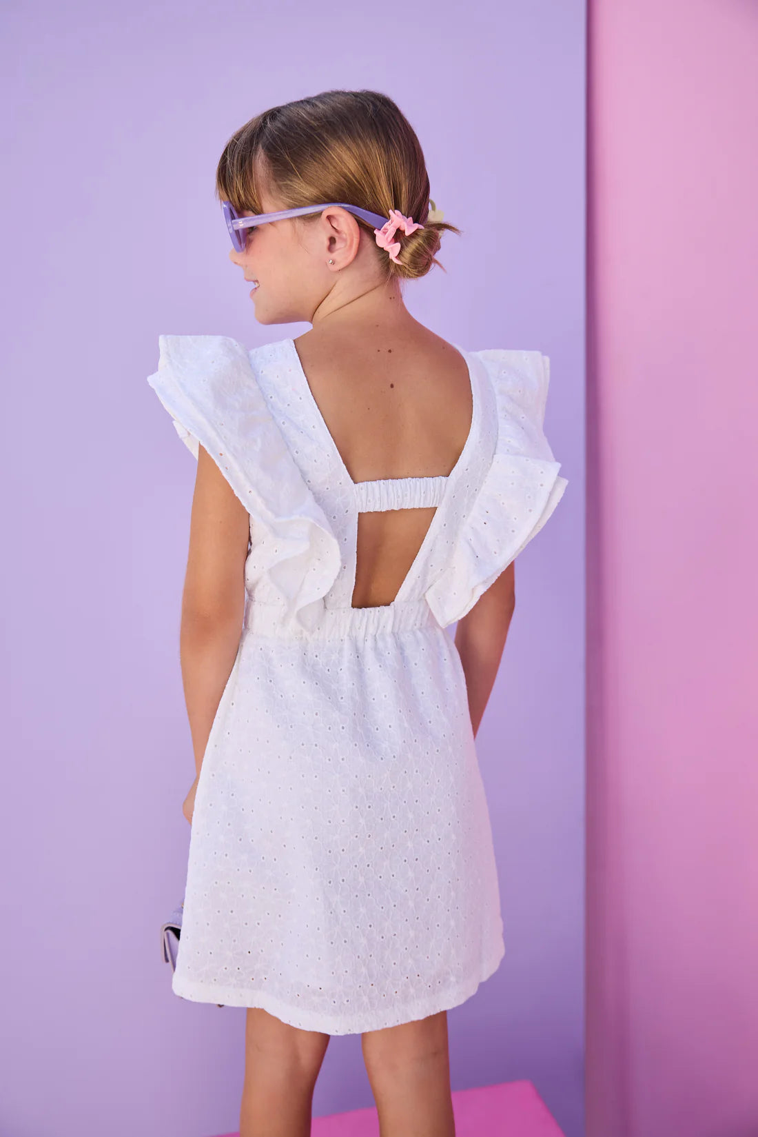 Sadie Dress - White Trellis Jacquard - Born Childrens Boutique