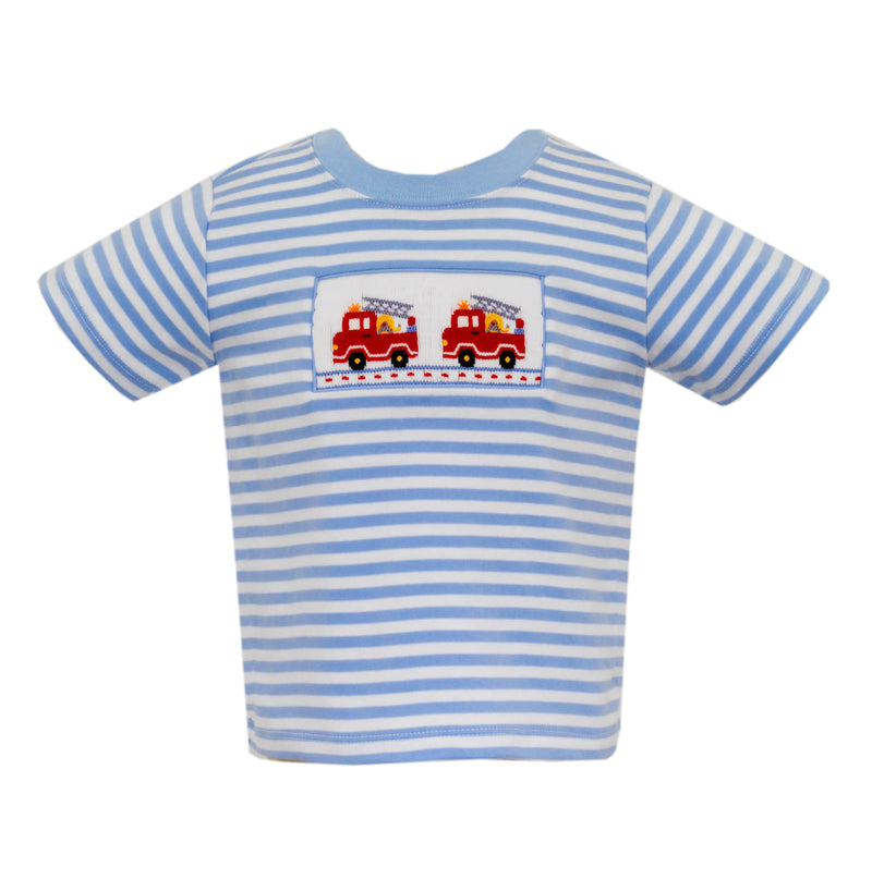 Firetruck Smocked Shirt - Born Childrens Boutique