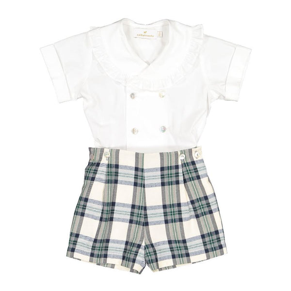 Pre-Order Stone Tartan Boy Set - Born Childrens Boutique