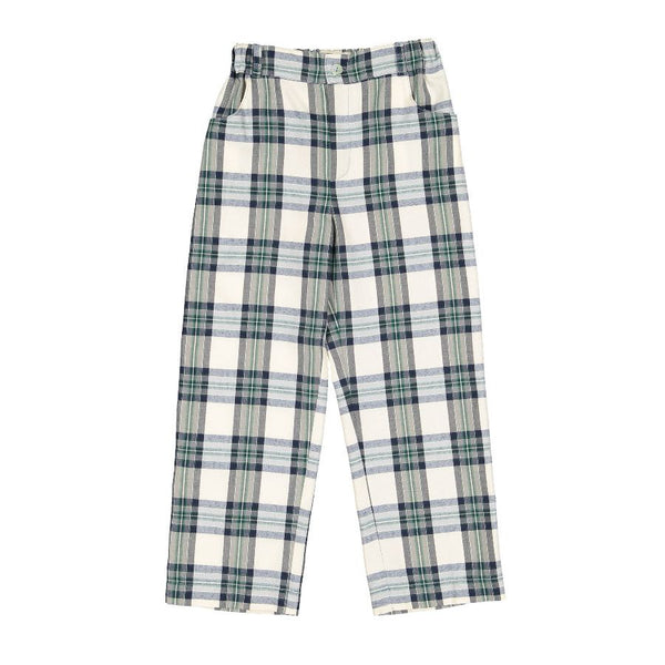 Pre-Order Stone Tartan Trousers - Born Childrens Boutique