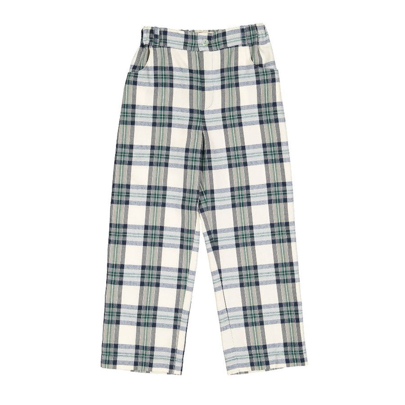 Pre-Order Stone Tartan Trousers - Born Childrens Boutique