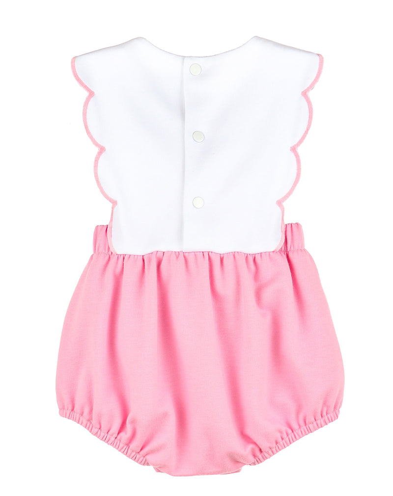Pink New Classic Knit Scallop Overall - Born Childrens Boutique