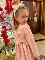 Pre-Order Blissful Band Dress LS - Pink Velvet - Born Childrens Boutique