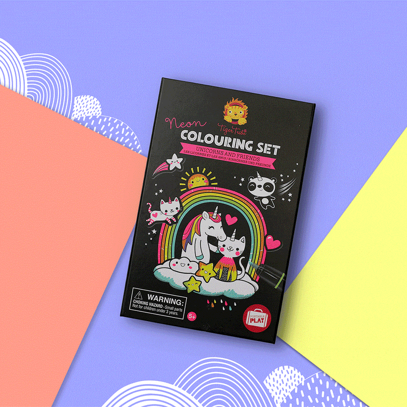 Unicorn & Friend - Neon Coloring Set - Born Childrens Boutique