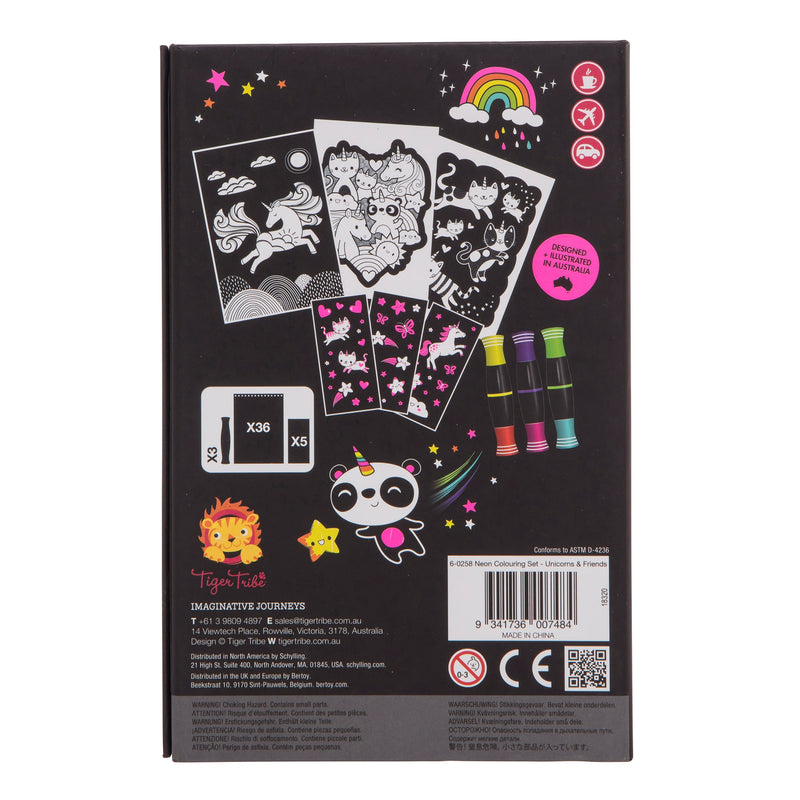 Unicorn & Friend - Neon Coloring Set - Born Childrens Boutique