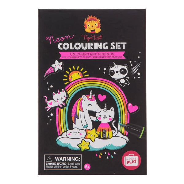 Unicorn & Friend - Neon Coloring Set - Born Childrens Boutique