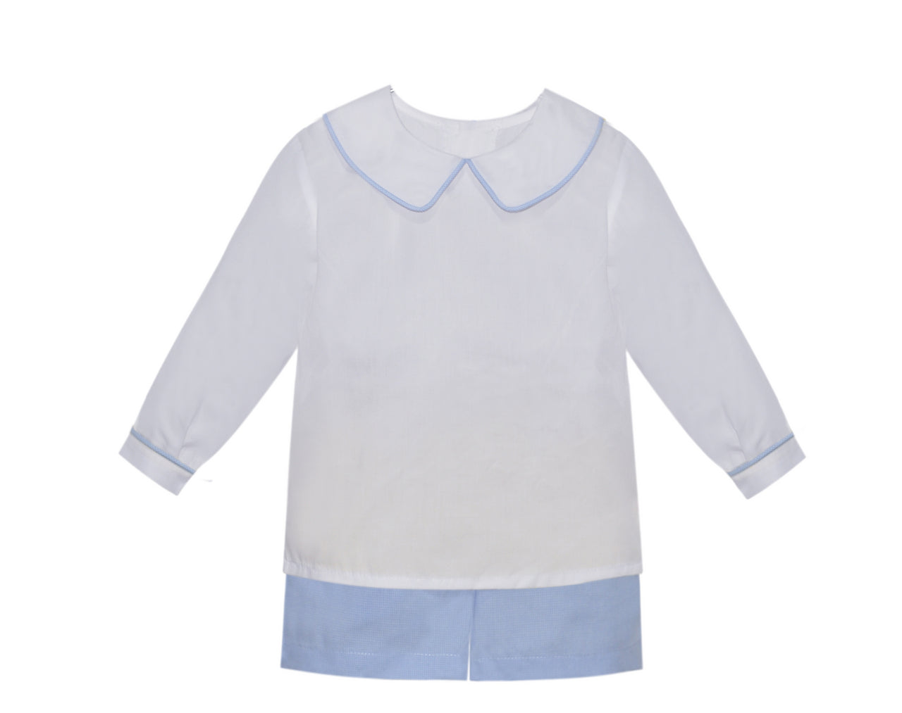 Madison Short Set - Blue Micro Gingham - Born Childrens Boutique
