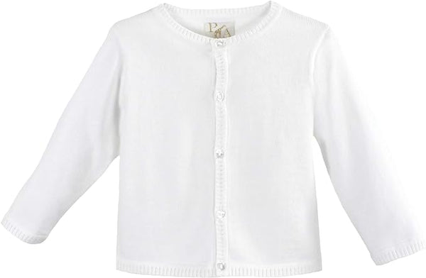 Ladder Edge White Cardigan Sweater - Born Childrens Boutique