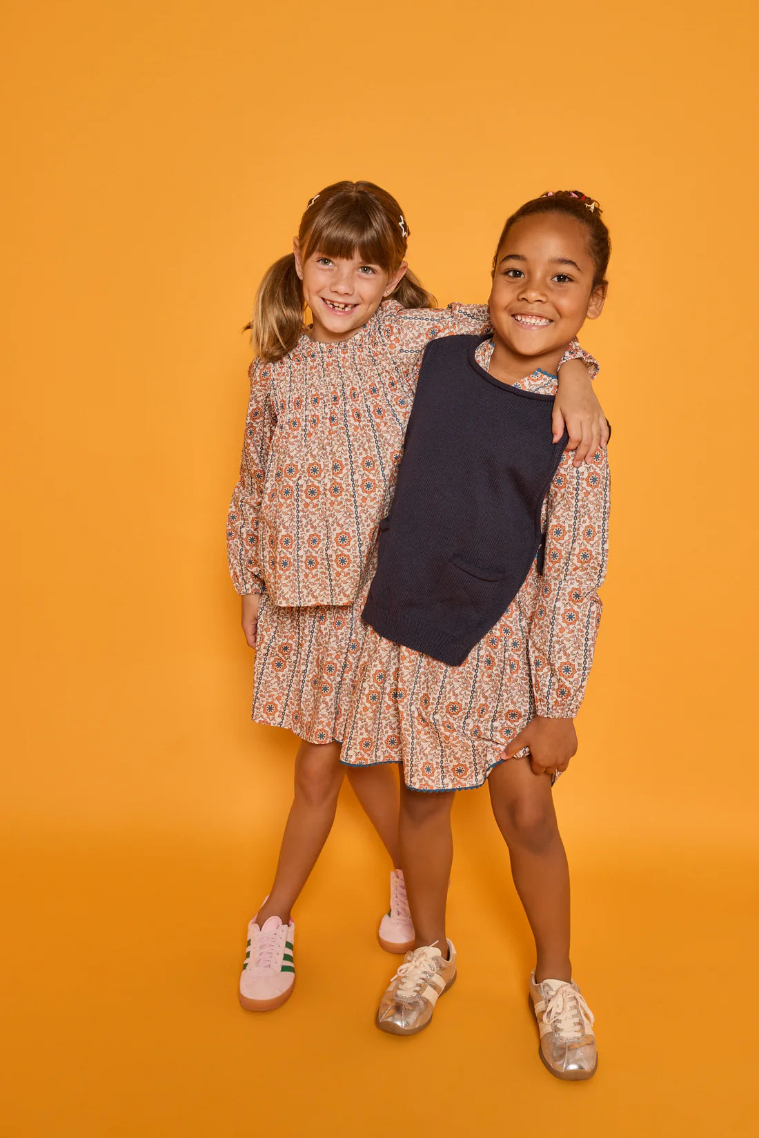 Pre-Order Long Sleeved Positano Dress - Verbier Vines Orange