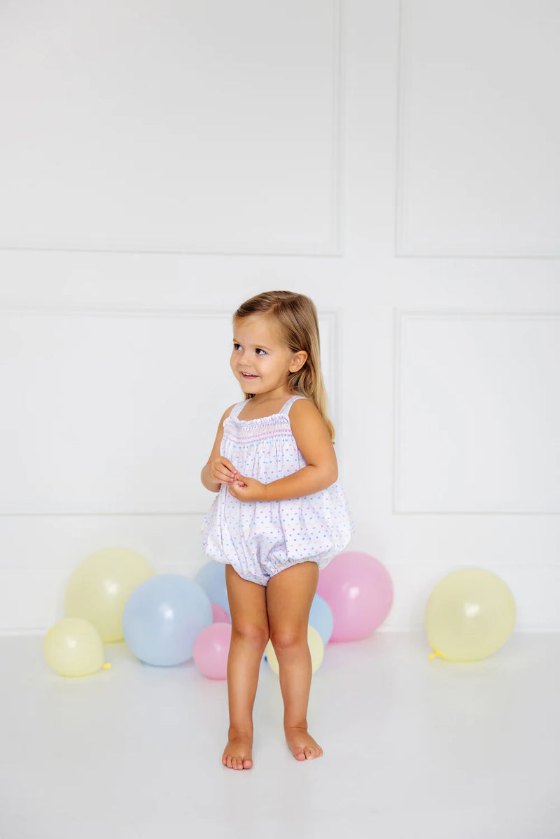 Bitsy Bubble Worth Avenue White With Pastel Dallas Dot - Born Childrens Boutique