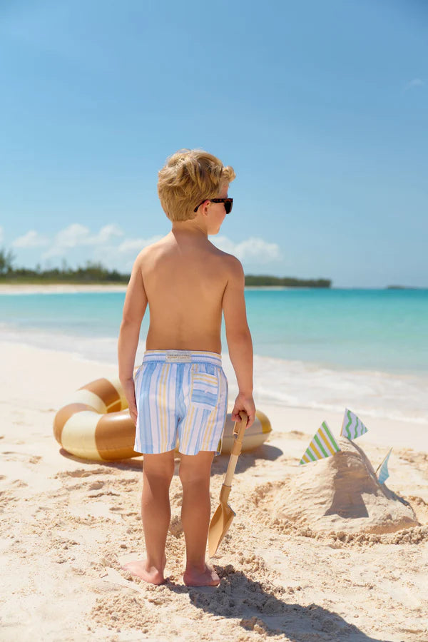 Tortola Swim Trunks - Sobro Stripe with Worth Avenue White - Born Childrens Boutique