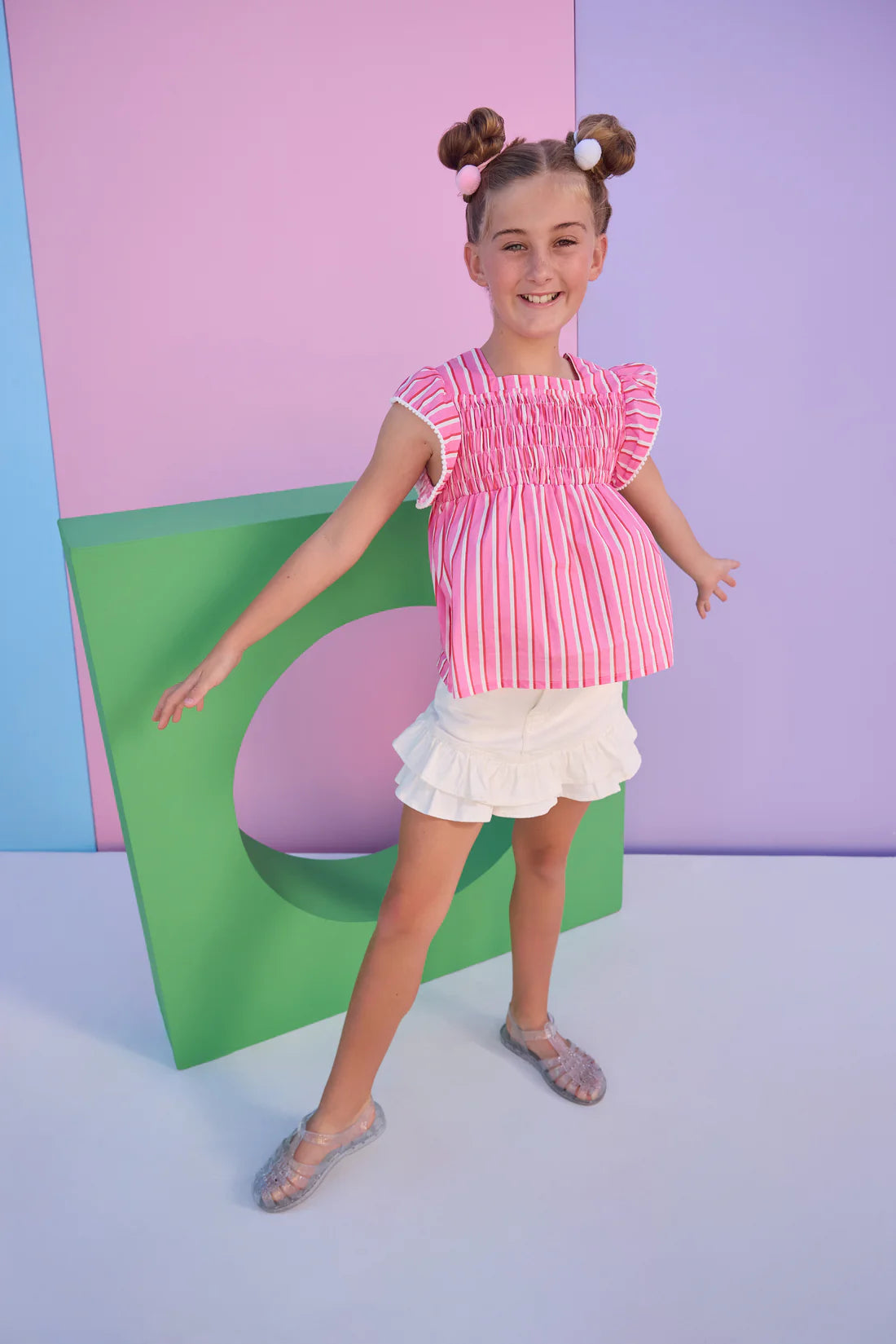 Denim Mini Skirt - Ivory - Born Childrens Boutique