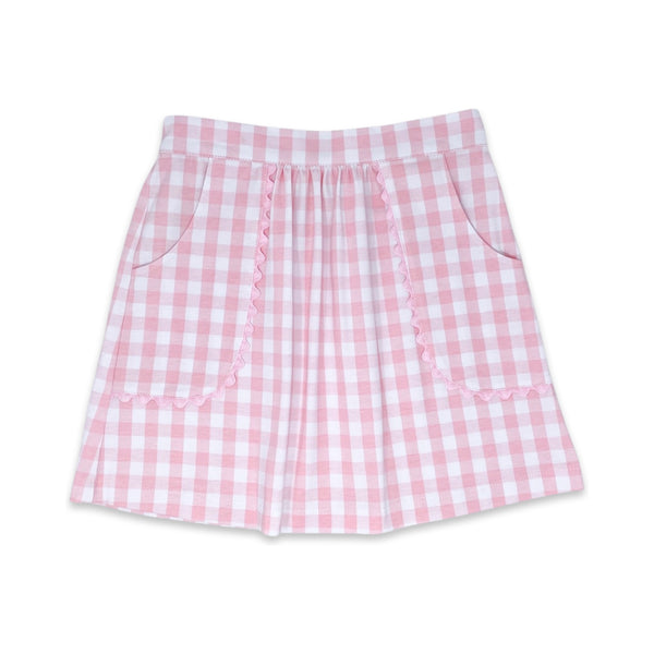 Pre-Order Isabella Skirt - Blushing Pink Buffalo Check - Born Childrens Boutique