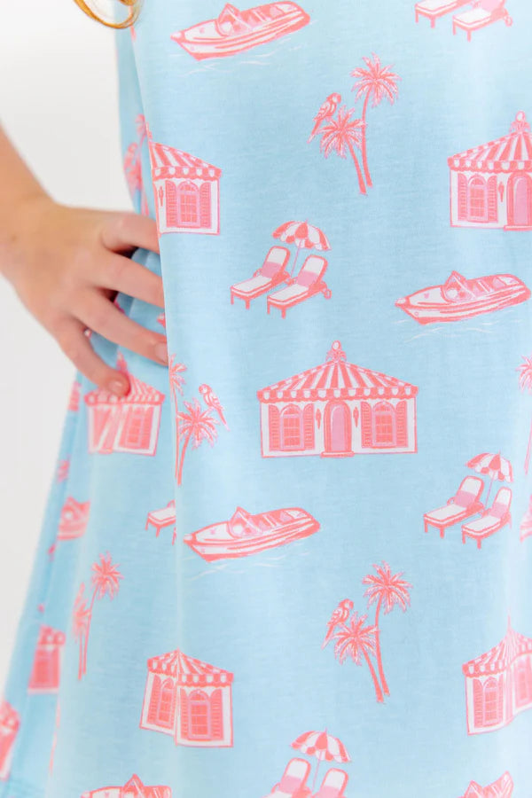 Angel Sleeve Polly Play Dress - Parrot Cay Canopy with Sandpearl Pink - Born Childrens Boutique
