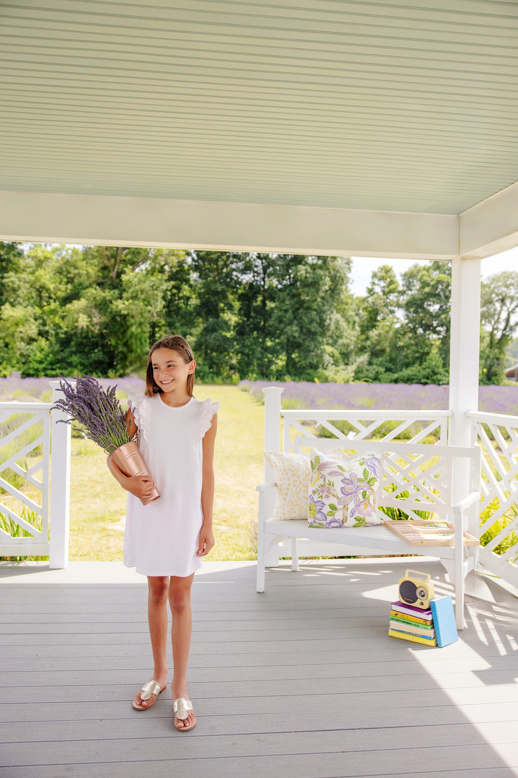Ruehling Ruffle Dress - Darien Dot - Born Childrens Boutique