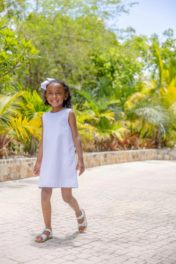 Sleeveless Betts Bow Dress - Eyelet Worth Ave White - Born Childrens Boutique