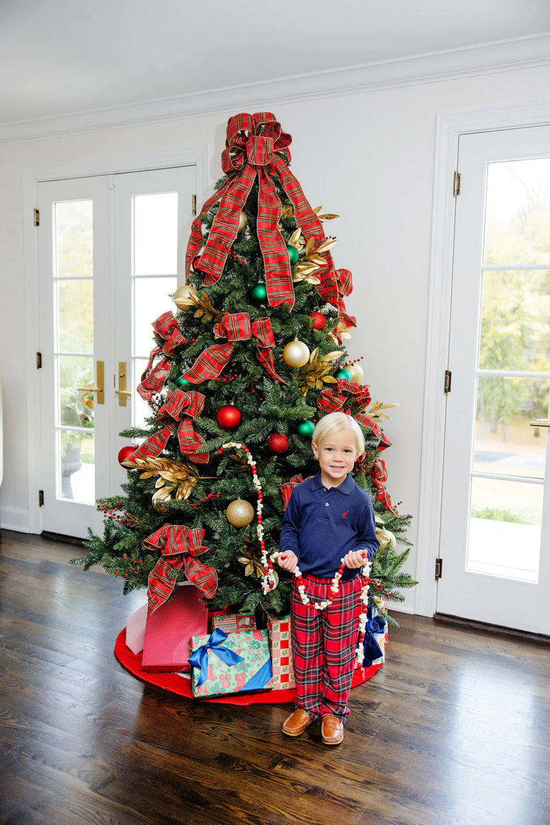 Long Sleeve Prim & Proper Polo Nantucket Navy With Richmond Red Stork - Born Childrens Boutique