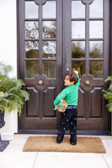 Long Sleeve Prim & Proper Polo Kiawah Kelly Green With Worth Avenue White Stork - Born Childrens Boutique