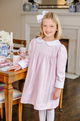 Patsy's Dinner Party Dress (Velveteen) Palm Beach Pink With Worth Avenue White Collar - Born Childrens Boutique