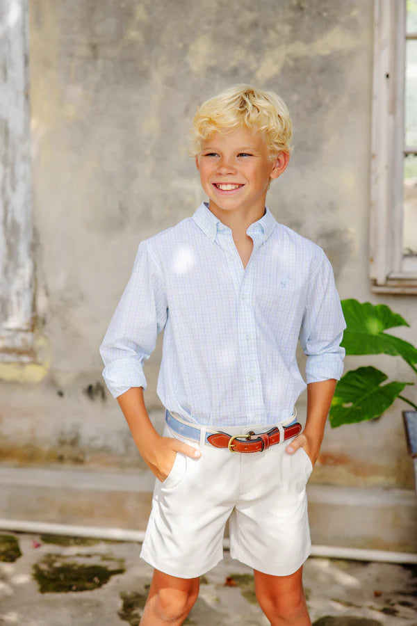 Prepletic Charlie Chinos - Saratoga Stone with Saratoga Stone Stork - Born Childrens Boutique