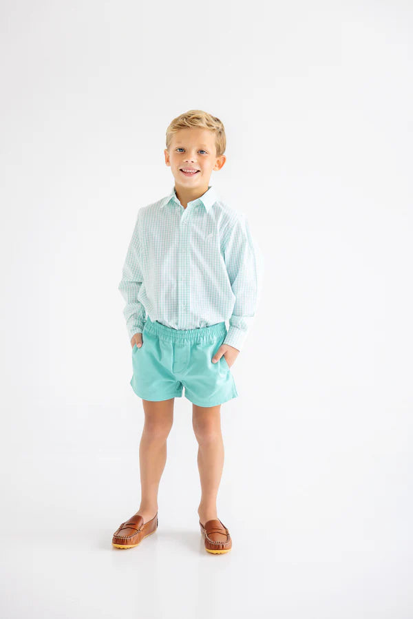 Dean's List Dress Shirt - Turks Teal Windowpane - Born Childrens Boutique