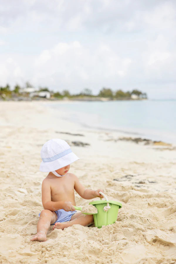 Henrys Boating Bucket - Worth Avenue White Seersucker with Buckhead Blue - Born Childrens Boutique