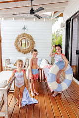 Country Club Colorblock Trunks Beale Street Blue & Parrot Cay Coral With T.B.B.C. Pocket - Born Childrens Boutique