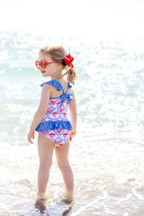 St. Lucia Swimsuit American Swag With Barbados Blue - Born Childrens Boutique