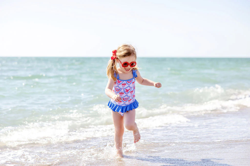 St. Lucia Swimsuit American Swag With Barbados Blue - Born Childrens Boutique