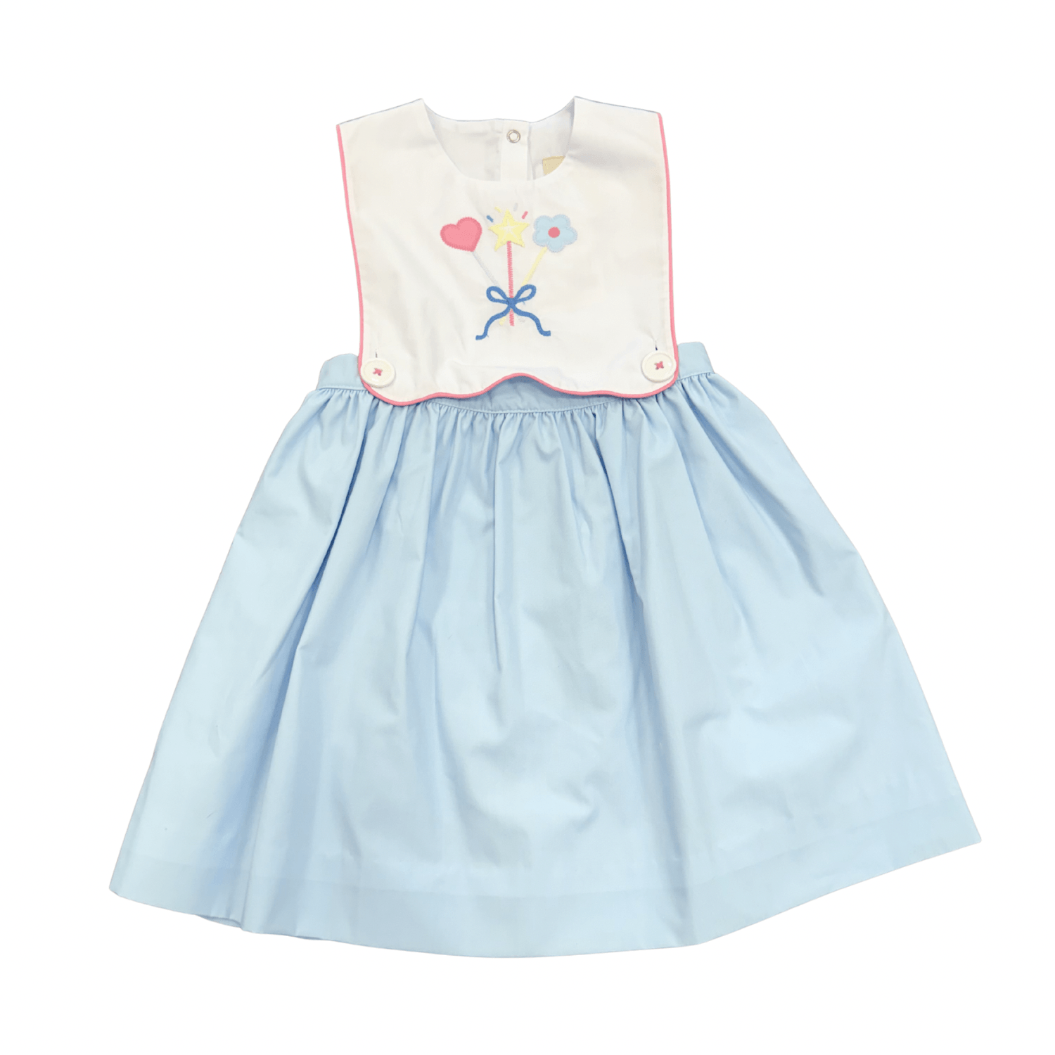 Brady Button  In Dress - White/Buckhead Blue - Born Childrens Boutique