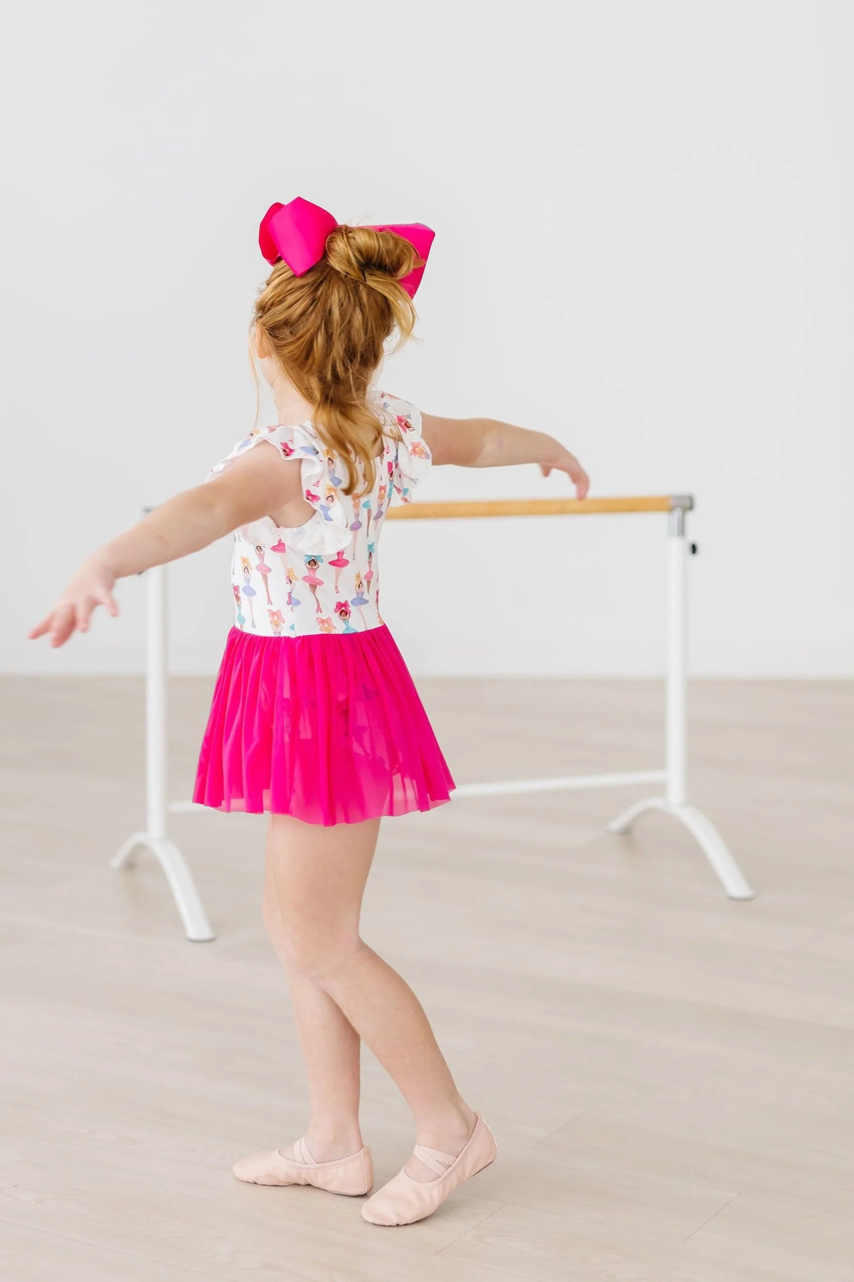 Ballerina Bows SS Twirl Leotard - Born Childrens Boutique