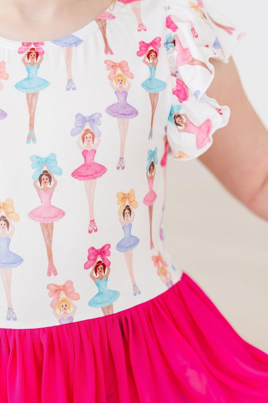 Ballerina Bows SS Twirl Leotard - Born Childrens Boutique