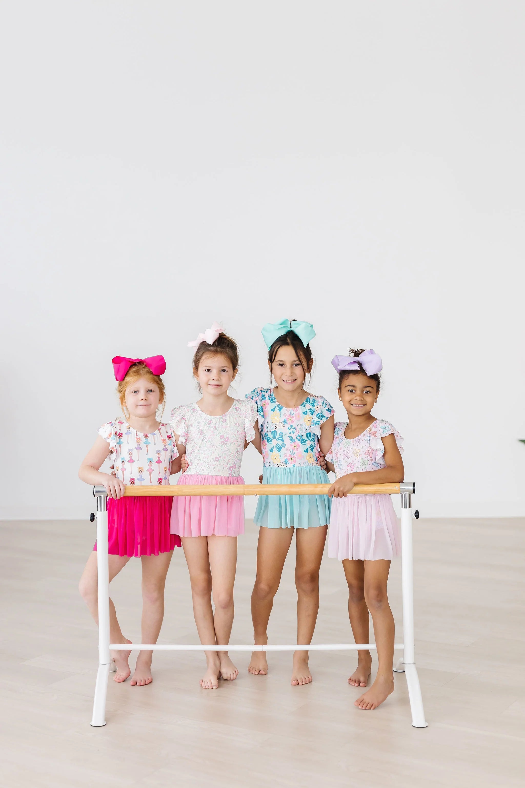 Ballerina Bows SS Twirl Leotard - Born Childrens Boutique