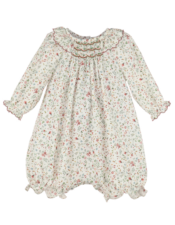 Fall Forest Smocked Bubble Green - Born Childrens Boutique