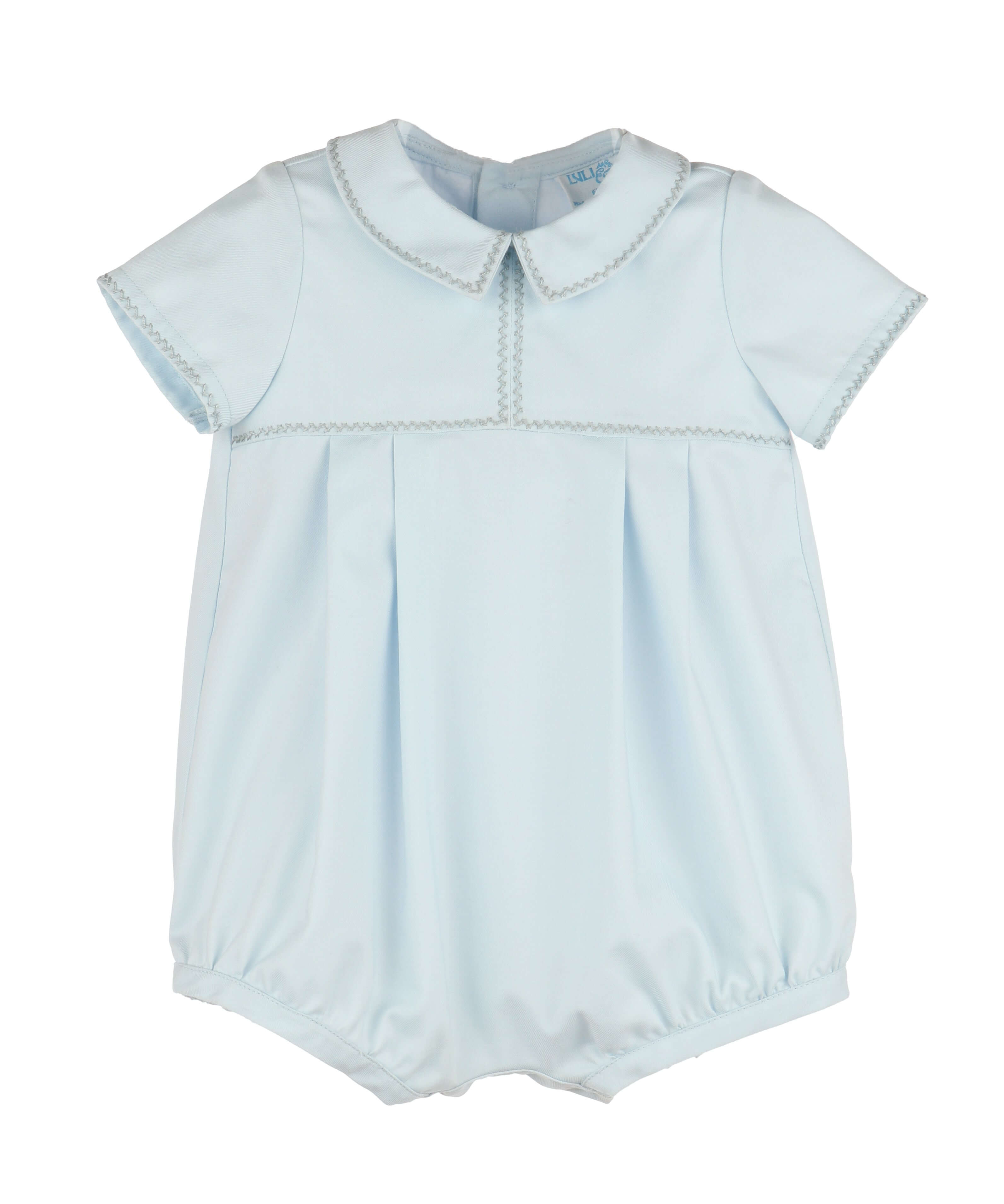 Stitches Bib Boy Bubble, Blue - Born Childrens Boutique