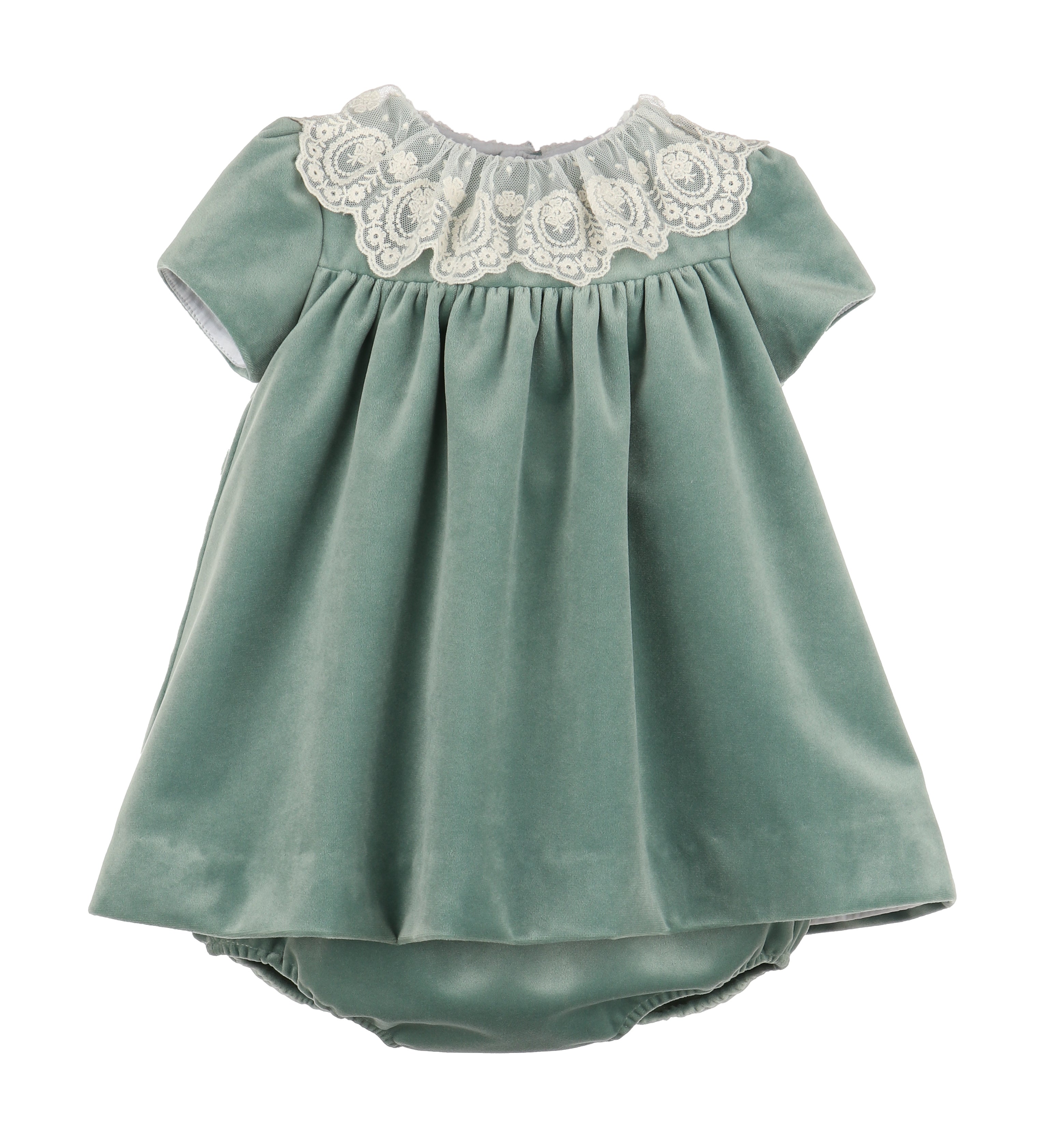 Deluxe Velvet Float Dress, Aqua - Born Childrens Boutique