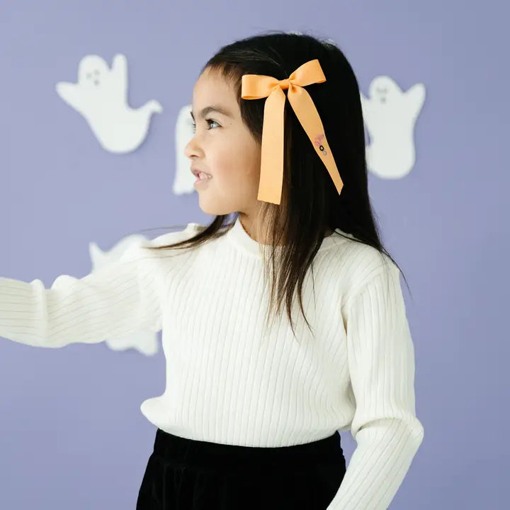 Medium Script Boo Bow - Pale Orange - Born Childrens Boutique