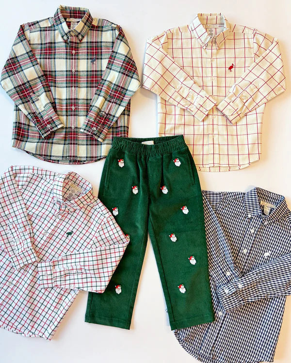 Critter Sheffield Pants - Grier Green/Navy Santa - Born Childrens Boutique