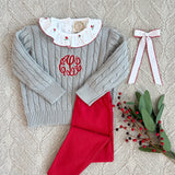 Long Sleeve Ramona Ruffle Collar Shirt Hartland Holly With Richmond Red - Born Childrens Boutique
