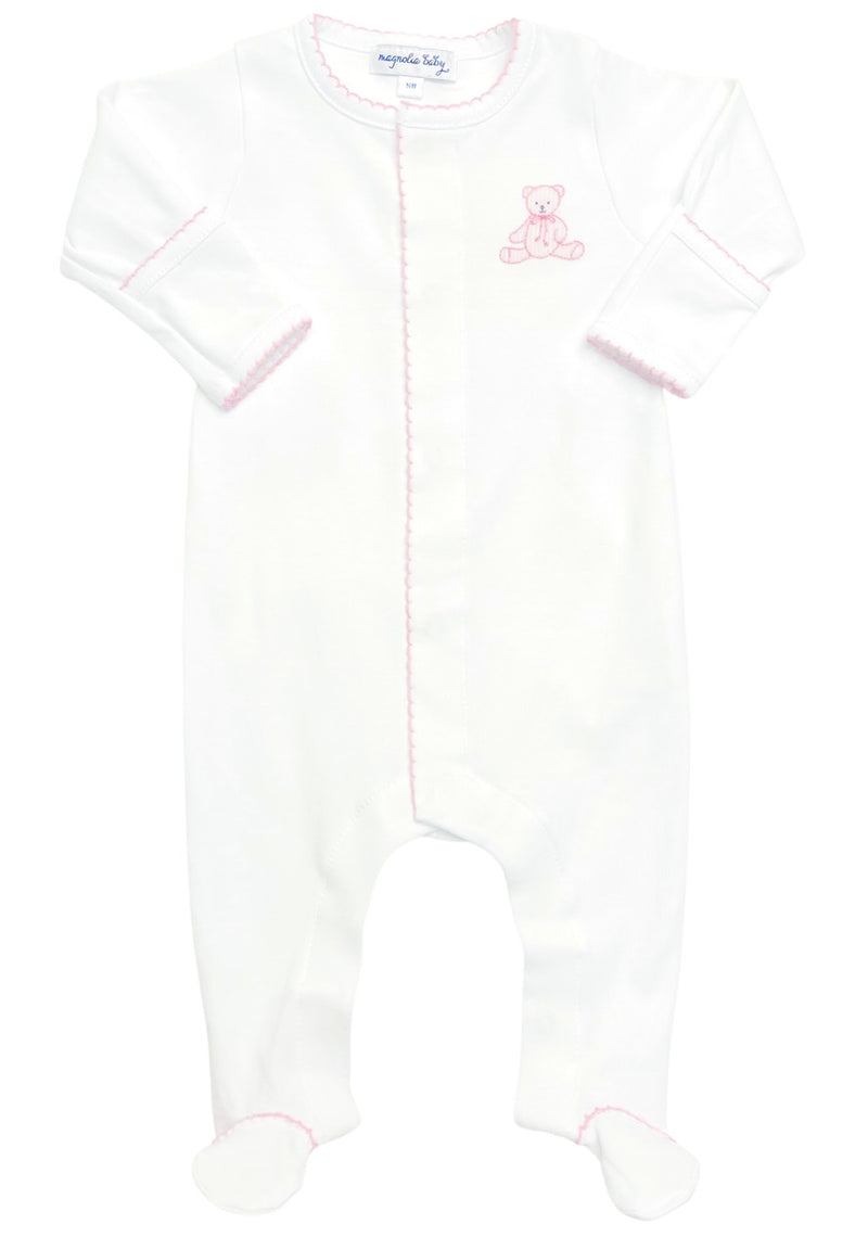 Lil' Teddies Pink Emb Footie - Born Childrens Boutique