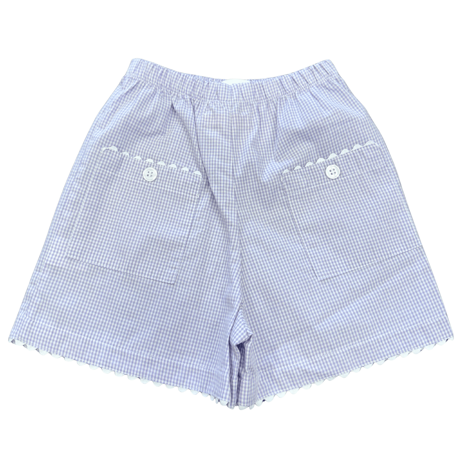 Two Pocket Short Lavender Gingham - Born Childrens Boutique