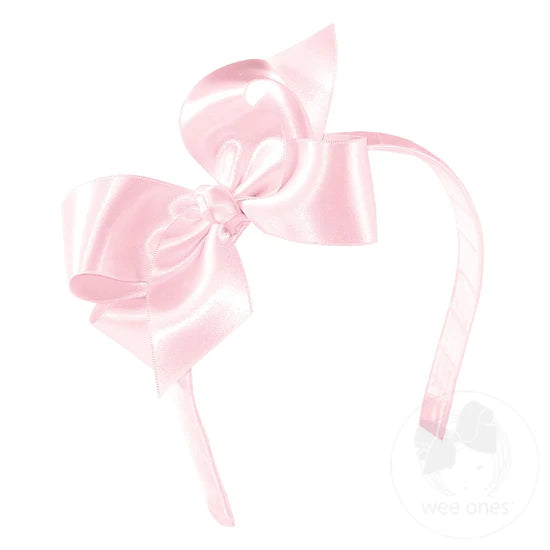 Wee Ones Pink Satin Bow Headband - Born Childrens Boutique