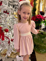 Pre-Order Blissful Band Dress LS - Pink Velvet - Born Childrens Boutique