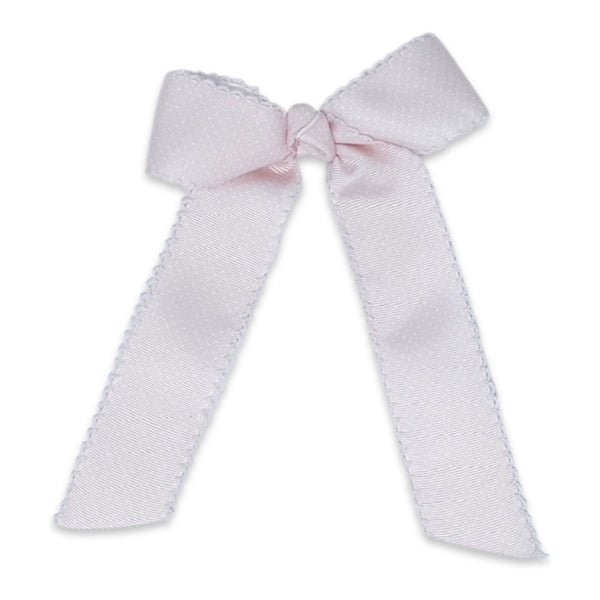 Lola Long Bow - Pink, White Bitty Dot - Born Childrens Boutique